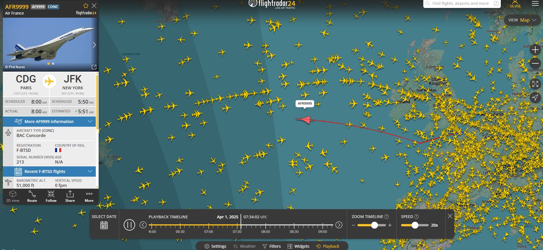 Opmerkelijke vluchten waargenomen op Flightradar24